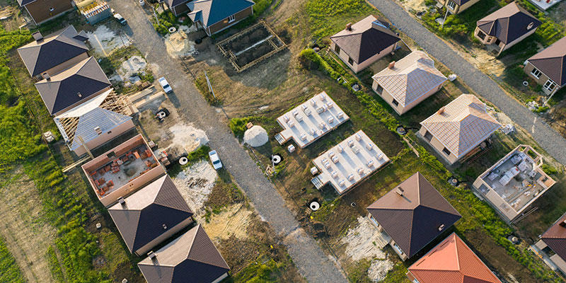 Aerial View of Construction of Housing Development