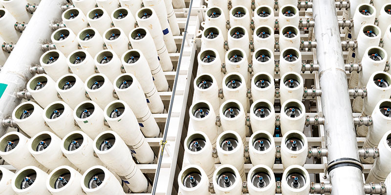 Reverse Osmosis Equipment in a Desalination Plant